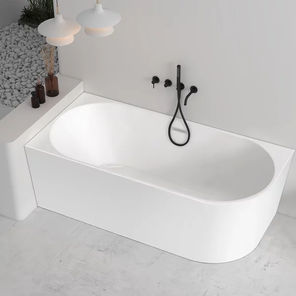 Cada freestanding Rune Birka acril alb lucios 170x80 cm montaj