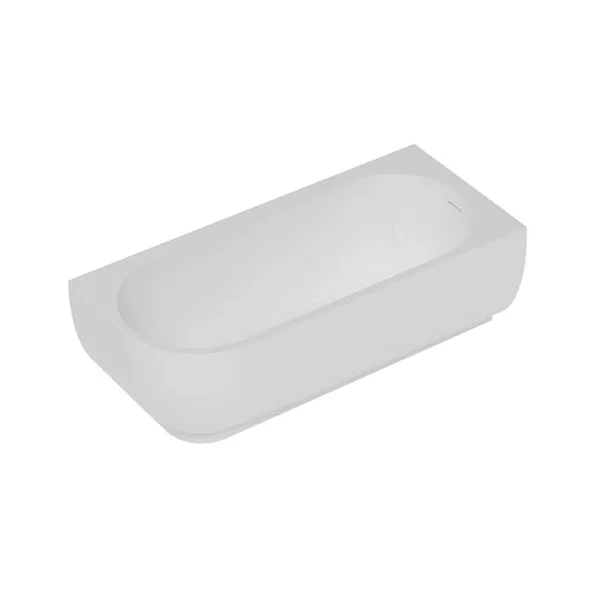 Cada freestanding Rune Birka Rund acril alb lucios 170x75 cm cu montare pe dreapta lipita de perete, BTW picture - 5