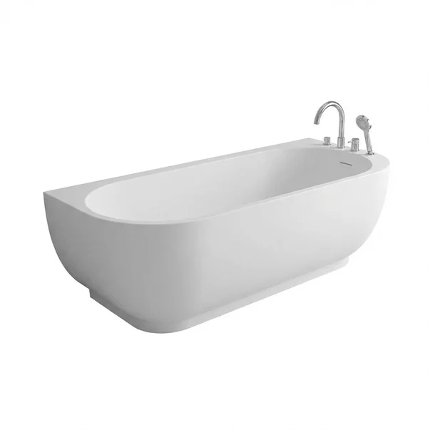 Cada freestanding Rune Birka Rund acril alb lucios 170x75 cm cu