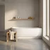 Cada freestanding Rune Birka Rund acril alb lucios 170x75 cm cu montare pe dreapta lipita de perete, BTW picture - 4