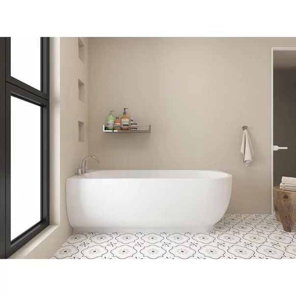 Cada freestanding Rune Birka Rund acril alb lucios 170x75 cm cu montare pe stanga lipita de perete, BTW picture - 2
