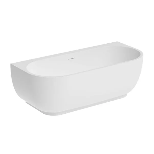 Cada freestanding Rune Birka Rund acril alb lucios 160x75 cm lipita de perete, BTW picture - 3