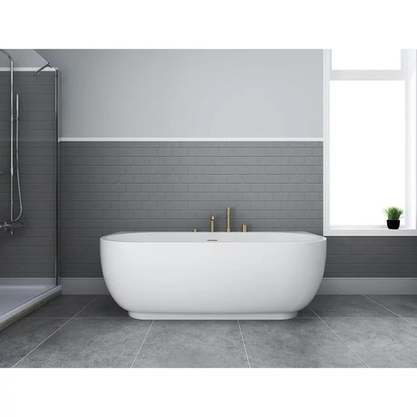 Cada freestanding Rune Birka  Rund BTW acril alb lucios 170x80 cm picture - 2