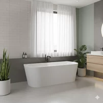 Cada freestanding Rune Birka Tykk BTW 150x75 cm finisaj alb lucios