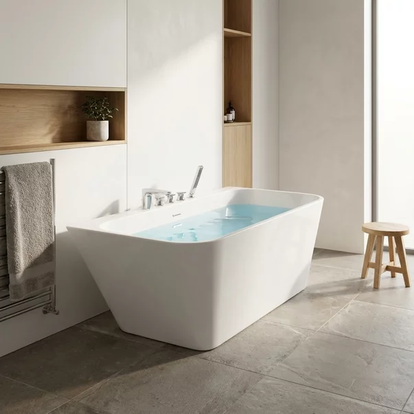 Cada freestanding Rune Oddvar acril alb lucios 150x75 cm lipita de perete, BTW picture - 2