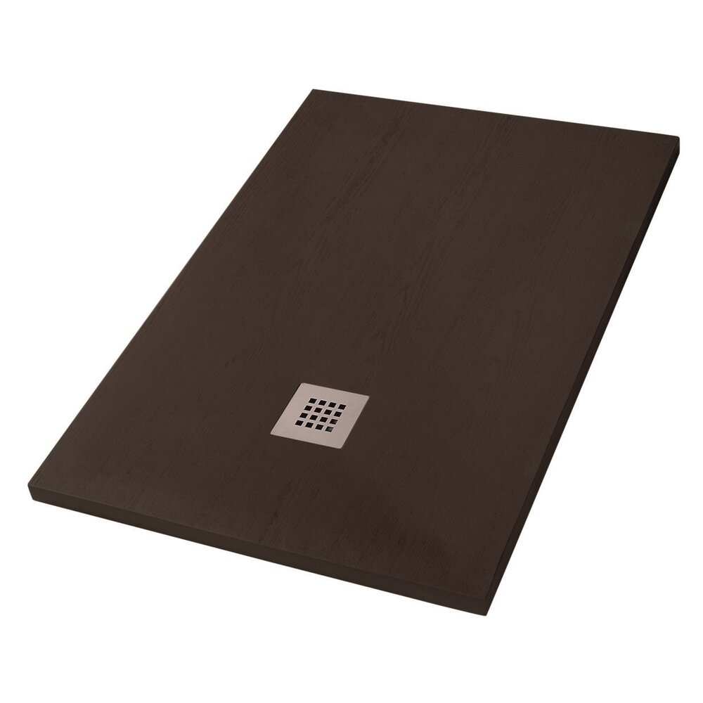 Cadita compozit pentru dus Inter Ceramic dreptunghiulara 100x80 cm finisaj lemn si cafea
