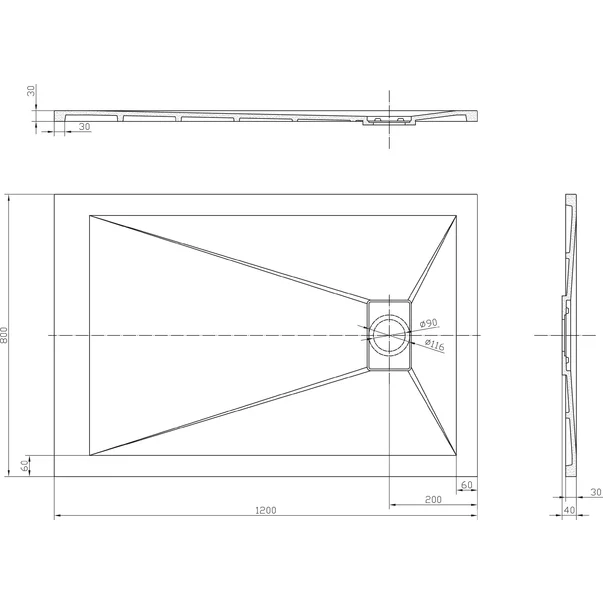 Cadita compozit pentru dus Inter Ceramic dreptunghiulara 120x80 cm finisaj piatra-alb mat picture - 3