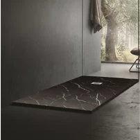 Cadita compozit pentru dus Inter Ceramic dreptunghiulara 140x80 cm finisaj marmura negru mat