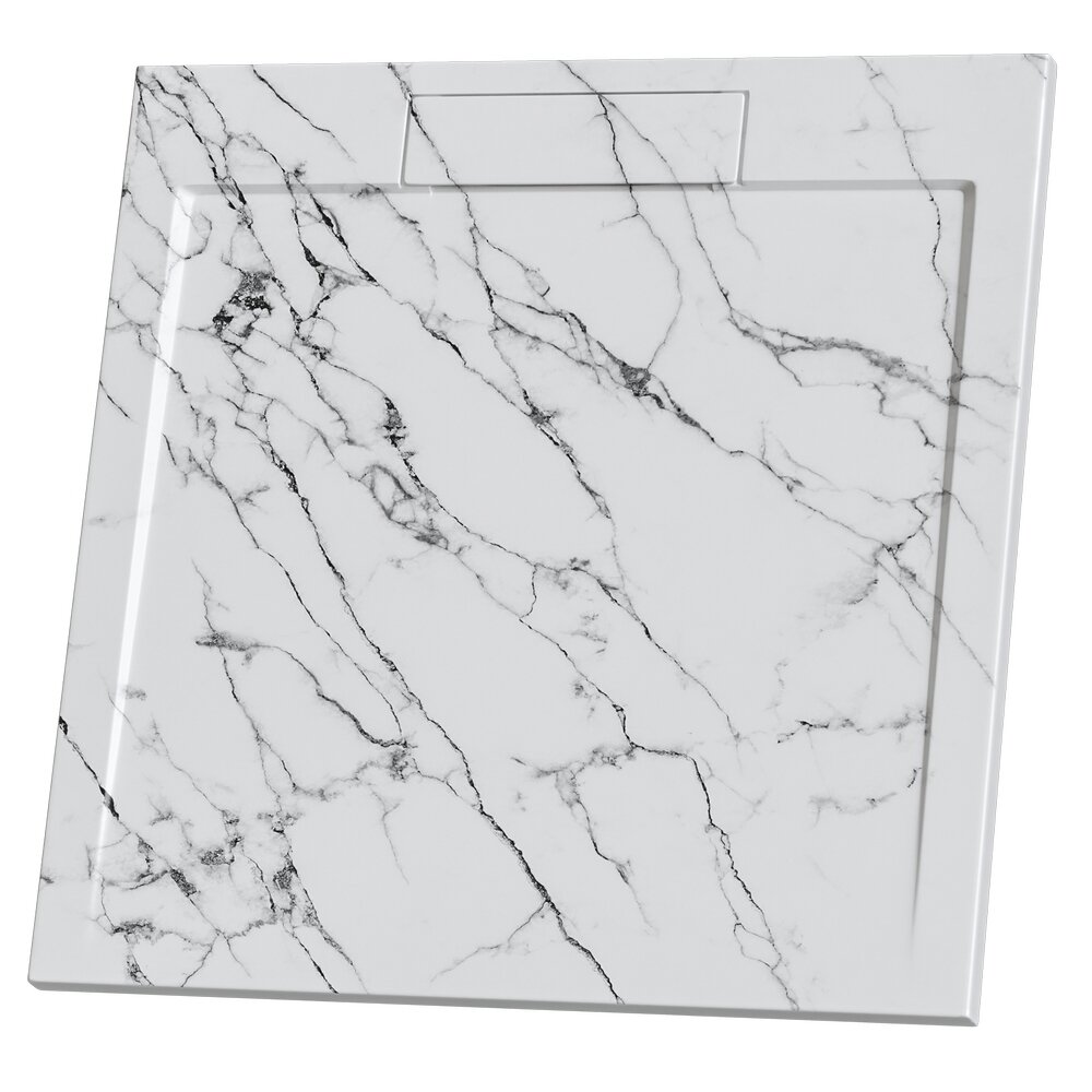 Cadita compozit pentru dus Inter Ceramic patrata 80x80 cm alb mat finisaj marmura