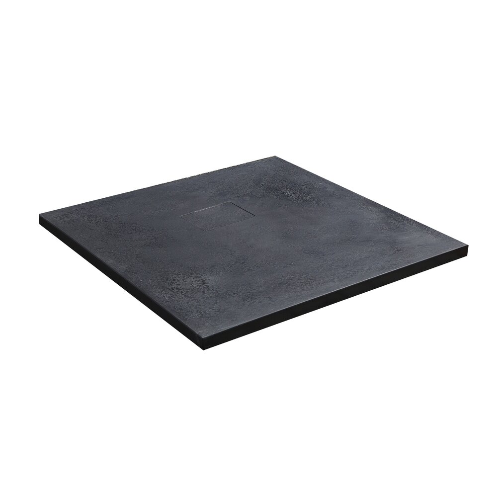 Cadita compozit pentru dus Inter Ceramic patrata 90x90 cm finisaj piatra mata-gri inchis