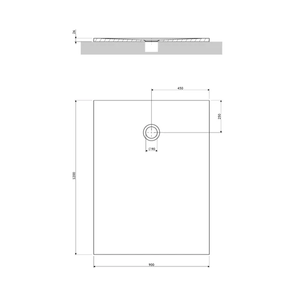Cadita de dus compozit Omnires AquaPure M+ dreptunghiulara alb mat 90x120 cm picture - 2
