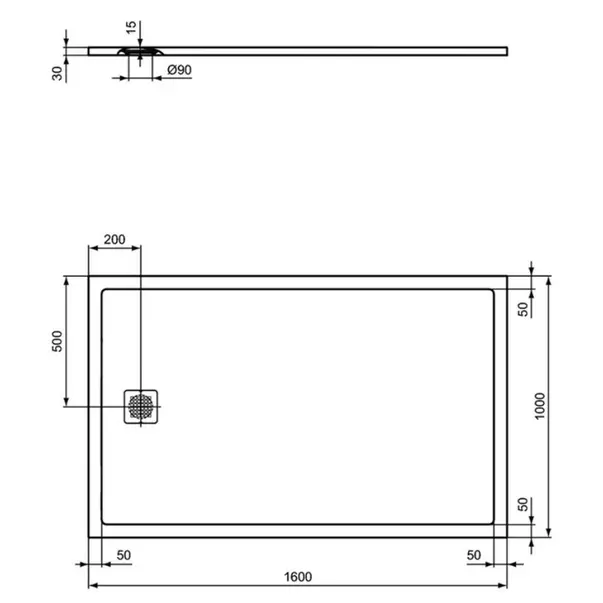 Cadita de dus dreptunghiulara Ideal Standard Ultra Flat S 160x100 cm nisipiu picture - 2