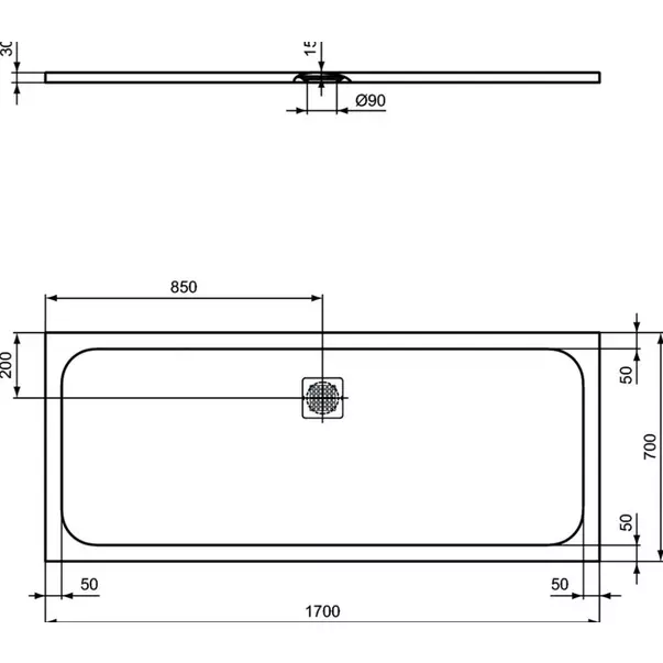 Cadita de dus dreptunghiulara Ideal Standard Ultra Flat S 170x70 cm negru intens picture - 2