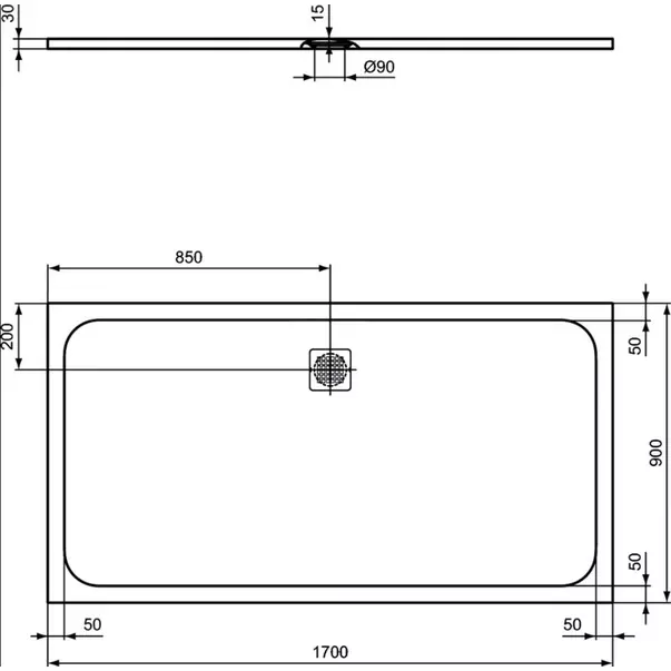 Cadita de dus dreptunghiulara Ideal Standard Ultra Flat S 170x90 cm nisipiu picture - 2