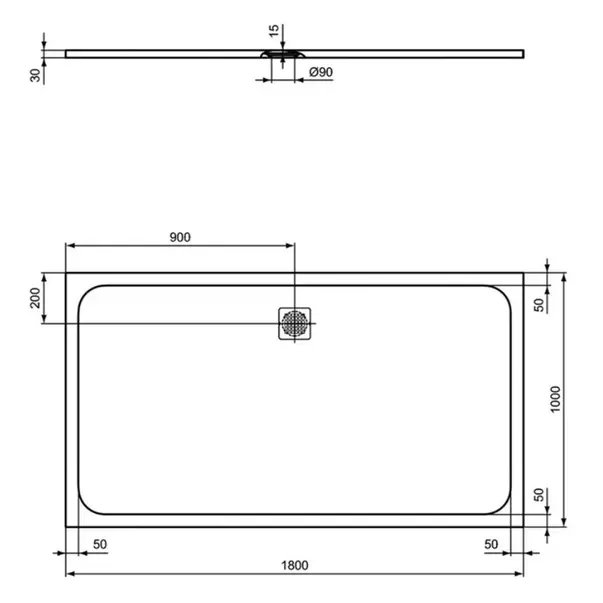 Cadita de dus dreptunghiulara Ideal Standard Ultra Flat S 180x100 cm nisipiu picture - 2