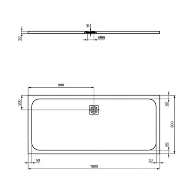 Cadita de dus dreptunghiulara Ideal Standard Ultra Flat S 180x80 cm nisipiu picture - 2