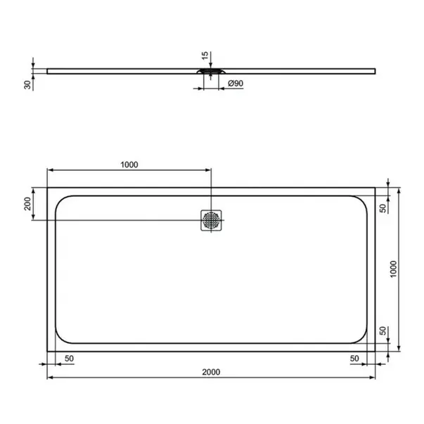 Cadita de dus dreptunghiulara Ideal Standard Ultra Flat S 200x100 cm nisipiu picture - 3