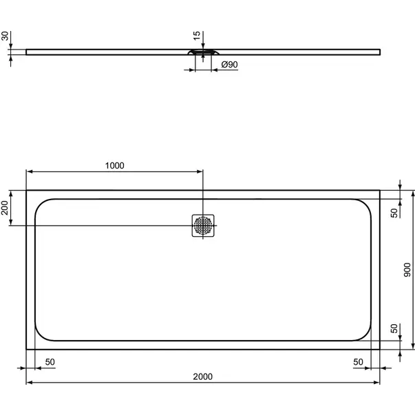 Cadita de dus dreptunghiulara Ideal Standard Ultra Flat S 200x90 cm gri asfaltic picture - 2