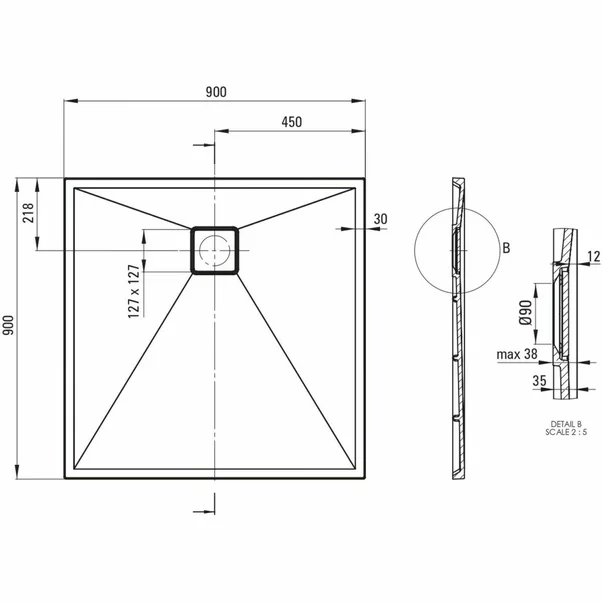 Cadita de dus patrata Deante Correo alb 90x90 cm picture - 3