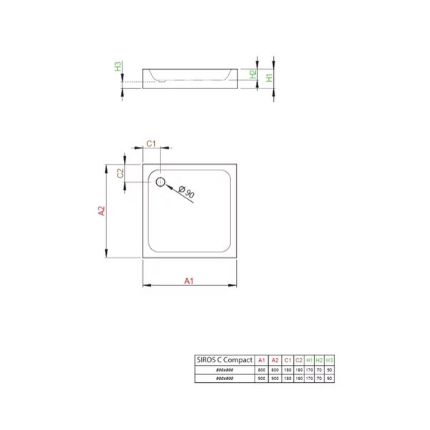 Cadita dus acril patrata Radaway Siros C Compact 90x90 cm alb picture - 2