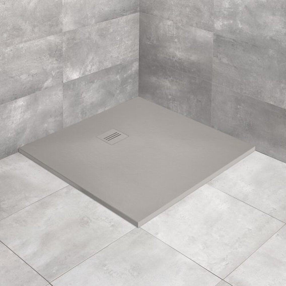 Cadita dus compozit patrata Radaway Kyntos C 100x100 cm gri ciment