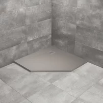 Cadita dus compozit pentagonala Radaway Kyntos PT 90x90 cm gri ciment