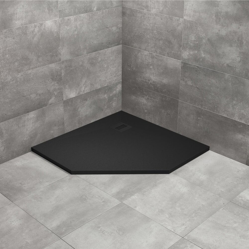 Cadita dus compozit pentagonala Radaway Kyntos PT 90x90 cm negru