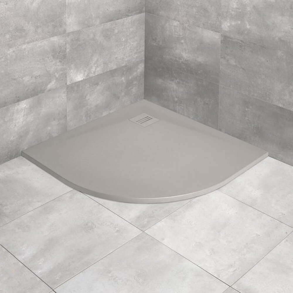 Cadita dus compozit semirotunda Radaway Kyntos A 100x100 cm gri ciment