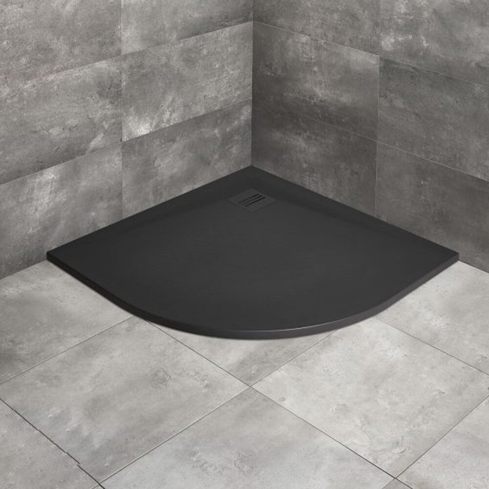Cadita dus compozit semirotunda Radaway Kyntos A 80x80 cm negru