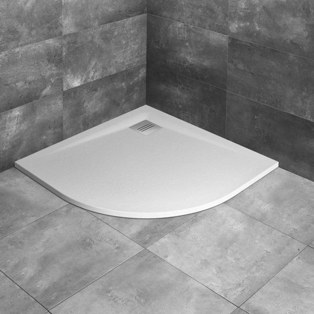 Cadita dus compozit semirotunda Radaway Kyntos A 90x90 cm alb
