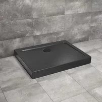 Cadita dus dreptunghiulara Radaway Doros D Compact Stone 110x80 cm acril negru