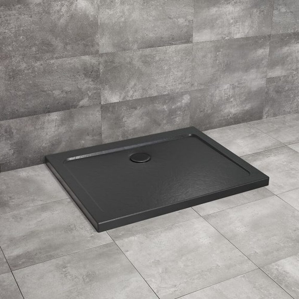 Cadita dus dreptunghiulara Radaway Doros D Stone 100x90 cm acril negru