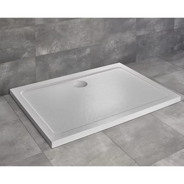 Cadita dus dreptunghiulara Radaway Doros D Stone 120x80 cm acril alb picture - 2