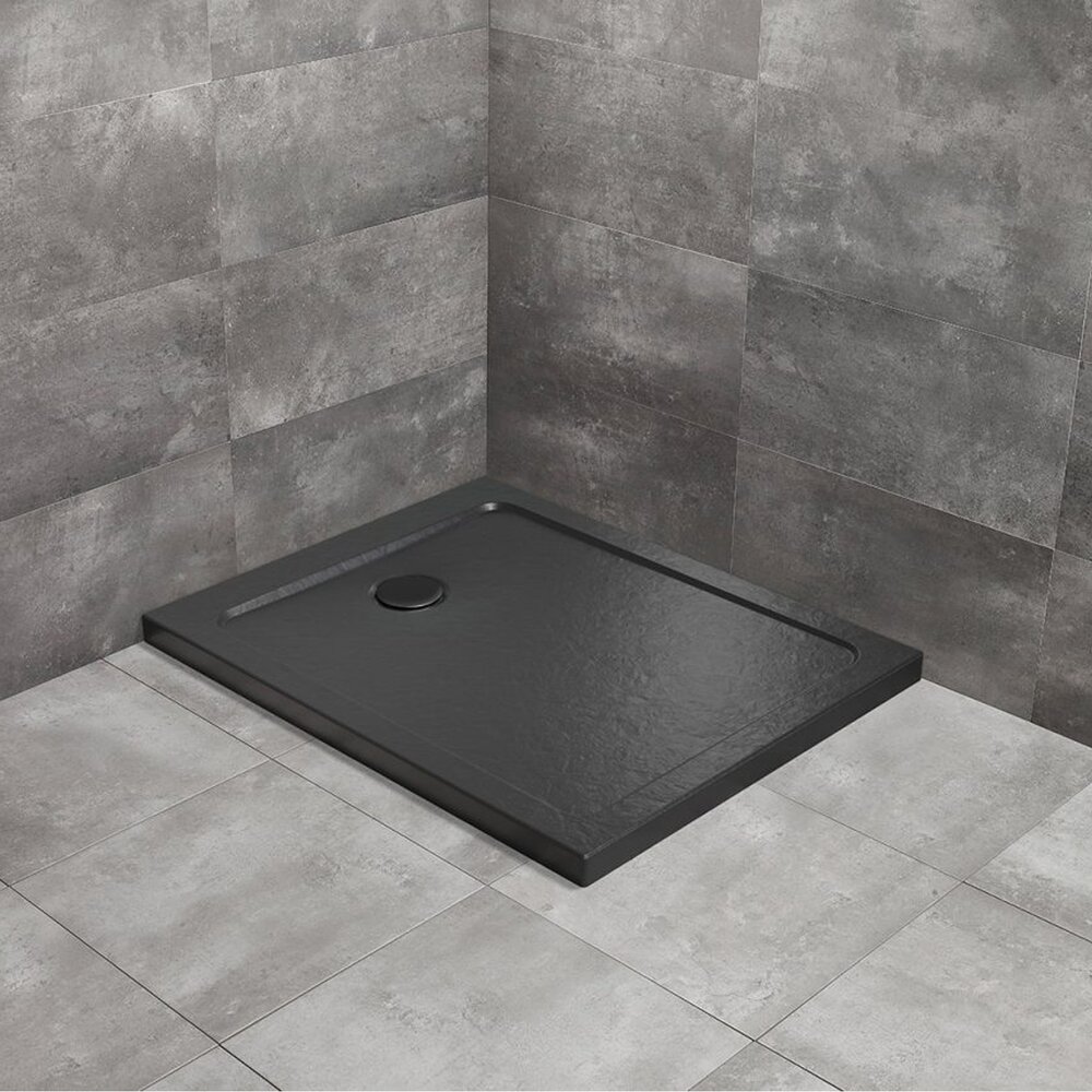 Cadita dus dreptunghiulara Radaway Doros F Stone 120x80 cm acril negru