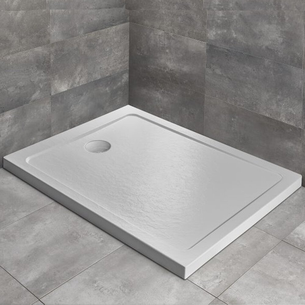 Cadita dus dreptunghiulara Radaway Doros F Stone 150x90 cm acril alb