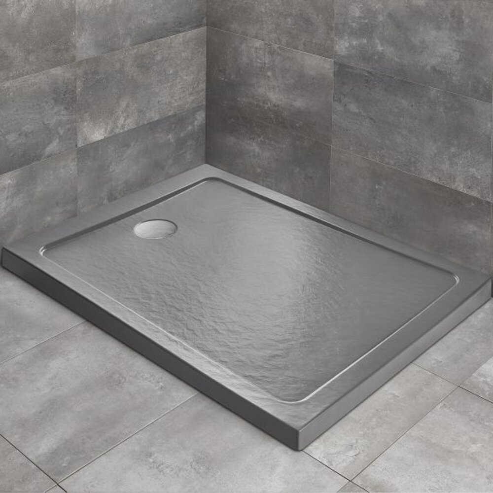 Cadita dus dreptunghiulara Radaway Doros F Stone 160x80 cm acril antracit