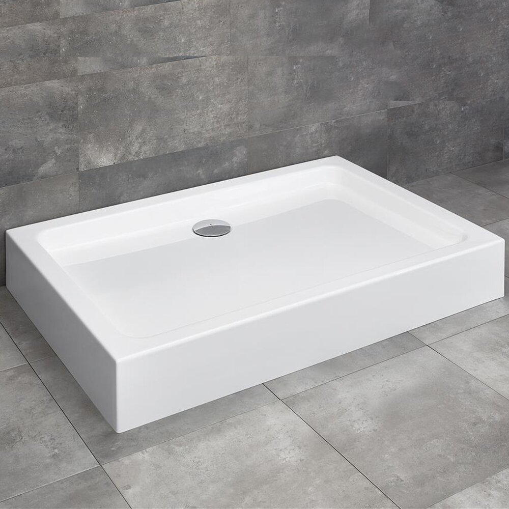 Cadita dus dreptunghiulara Radaway Laros D Compact 90x80 cm acril alb