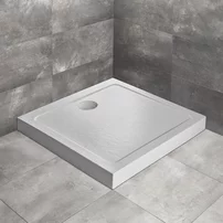 Cadita dus patrata Radaway Doros C Compact Stone 90x90 cm acril alb