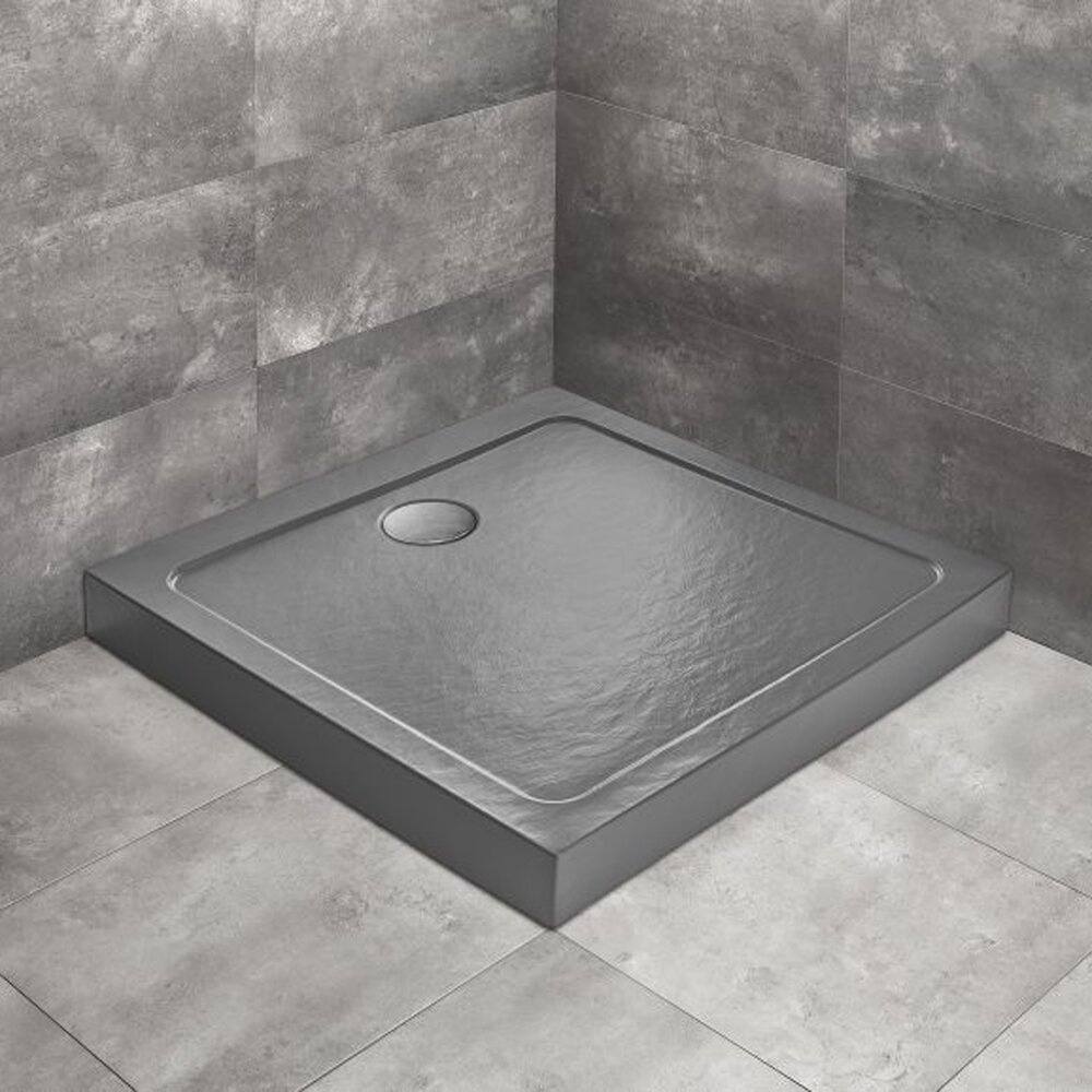 Cadita dus patrata Radaway Doros C Compact Stone 90x90 cm acril antracit