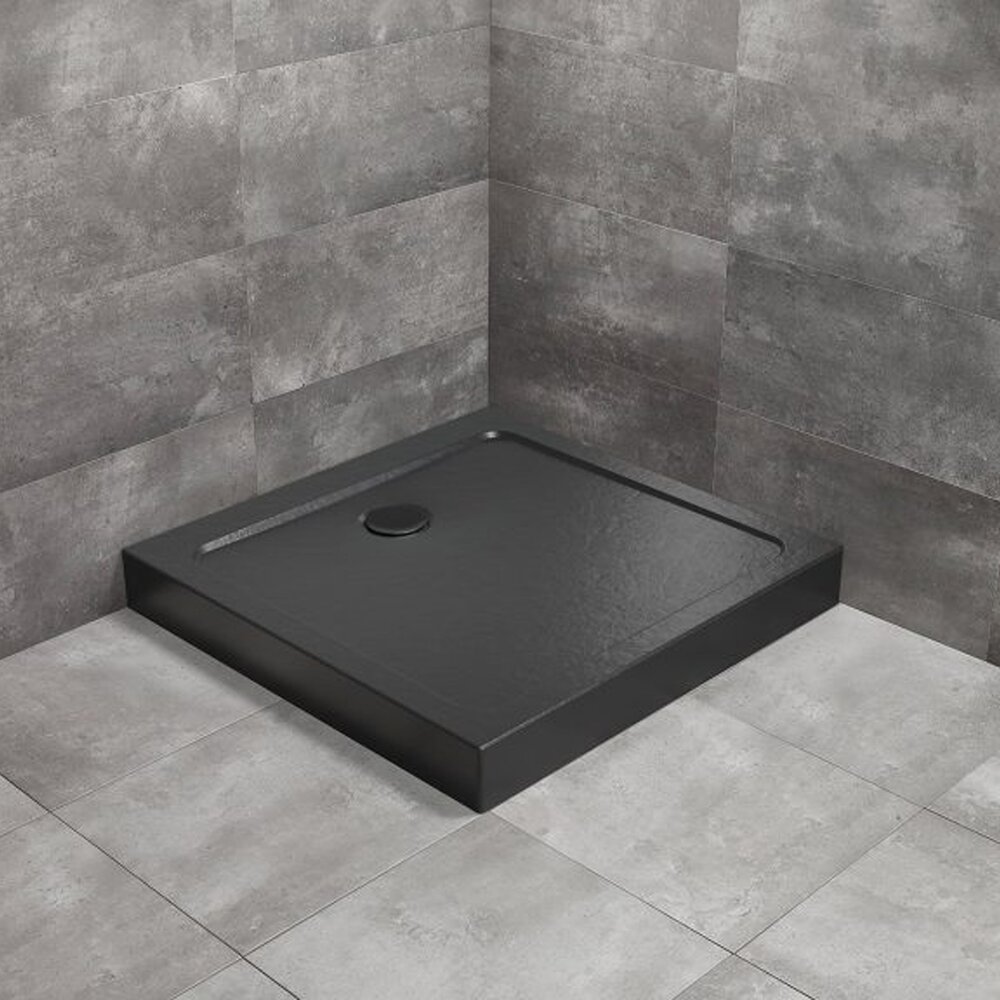 Cadita dus patrata Radaway Doros C Compact Stone 90x90 cm acril negru