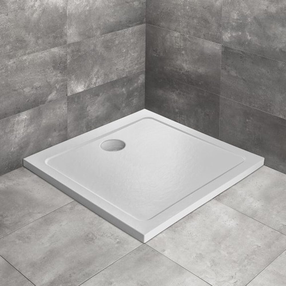 Cadita dus patrata Radaway Doros C Stone 80x80 cm acril alb