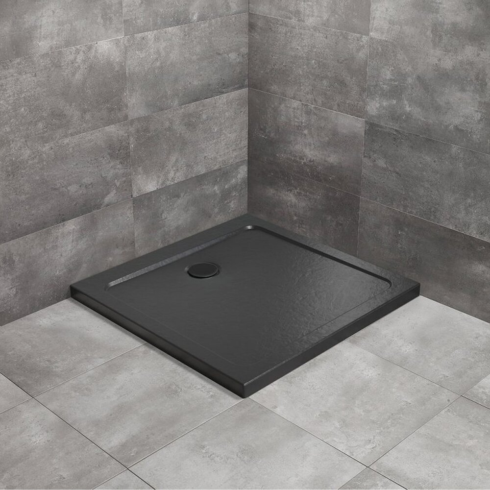 Cadita dus patrata Radaway Doros C Stone 90x90 cm acril negru