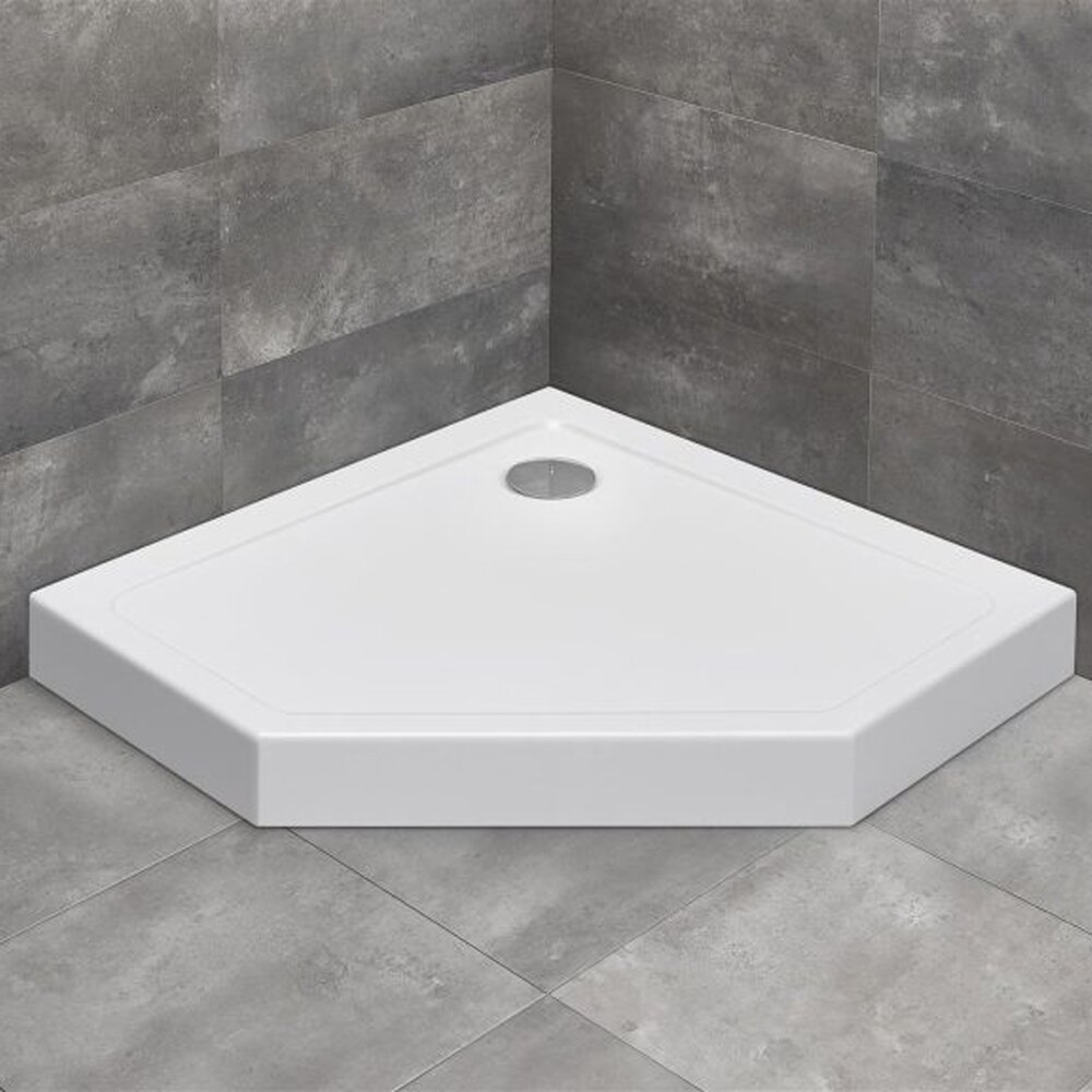 Cadita dus pentagonala Radaway Doros PT Compact 80x80 cm acril alb