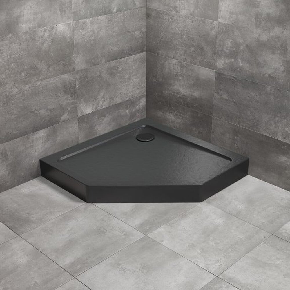 Cadita dus pentagonala Radaway Doros PT Compact Stone 80x80 cm acril negru