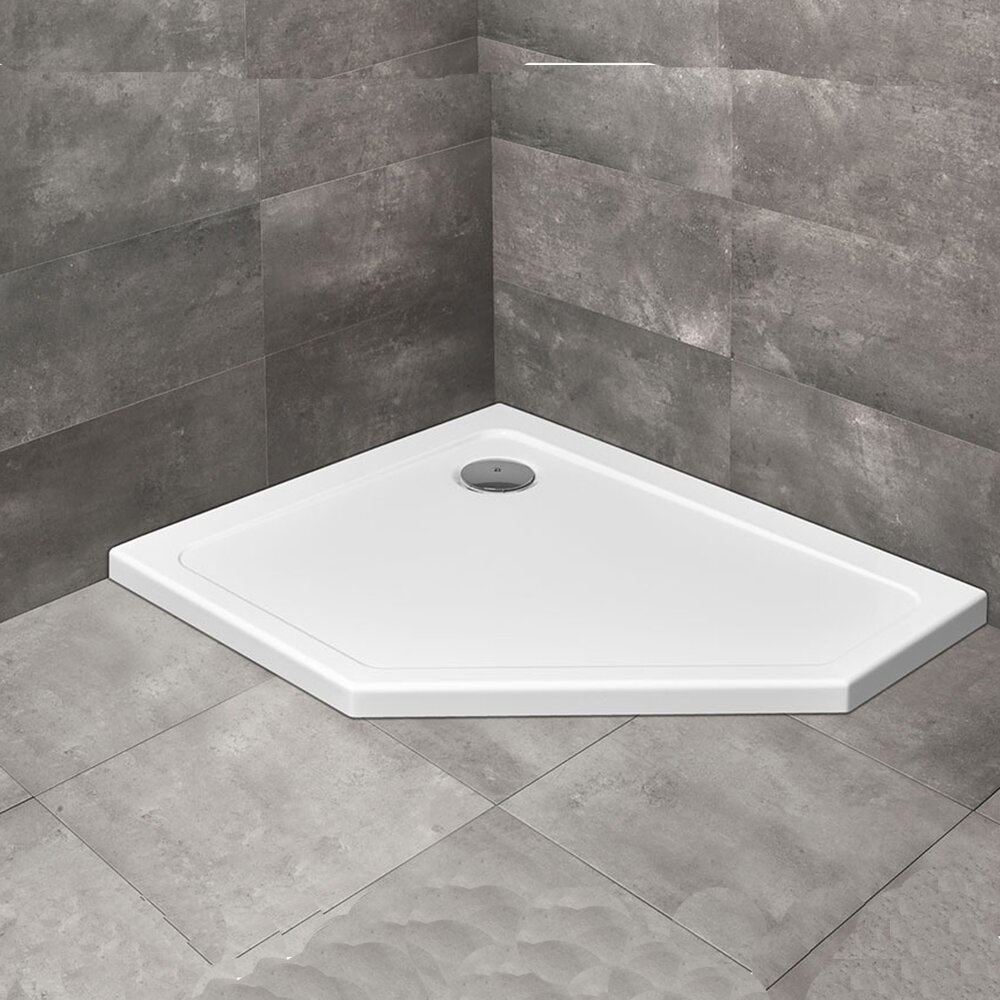 Cadita dus pentagonala Radaway Doros PT E 100x80 cm acril alb stanga