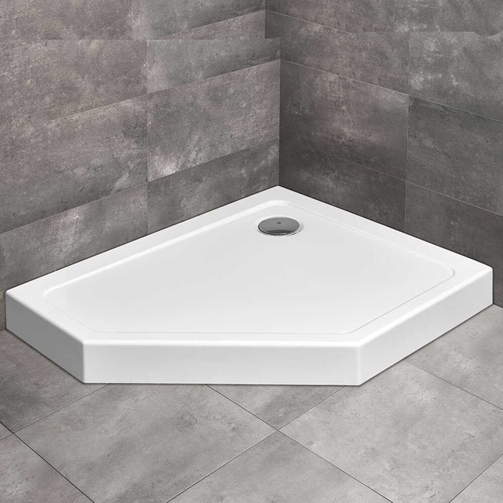 Cadita dus pentagonala Radaway Doros PT E Compact 90x80 cm acril alb dreapta