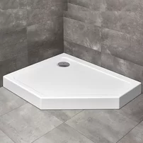 Cadita dus pentagonala Radaway Doros PT E Compact 90x80 cm acril alb stanga