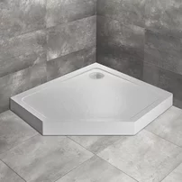 Cadita dus pentagonala Radaway Doros PT E Compact Stone 100x80 cm acril alb dreapta