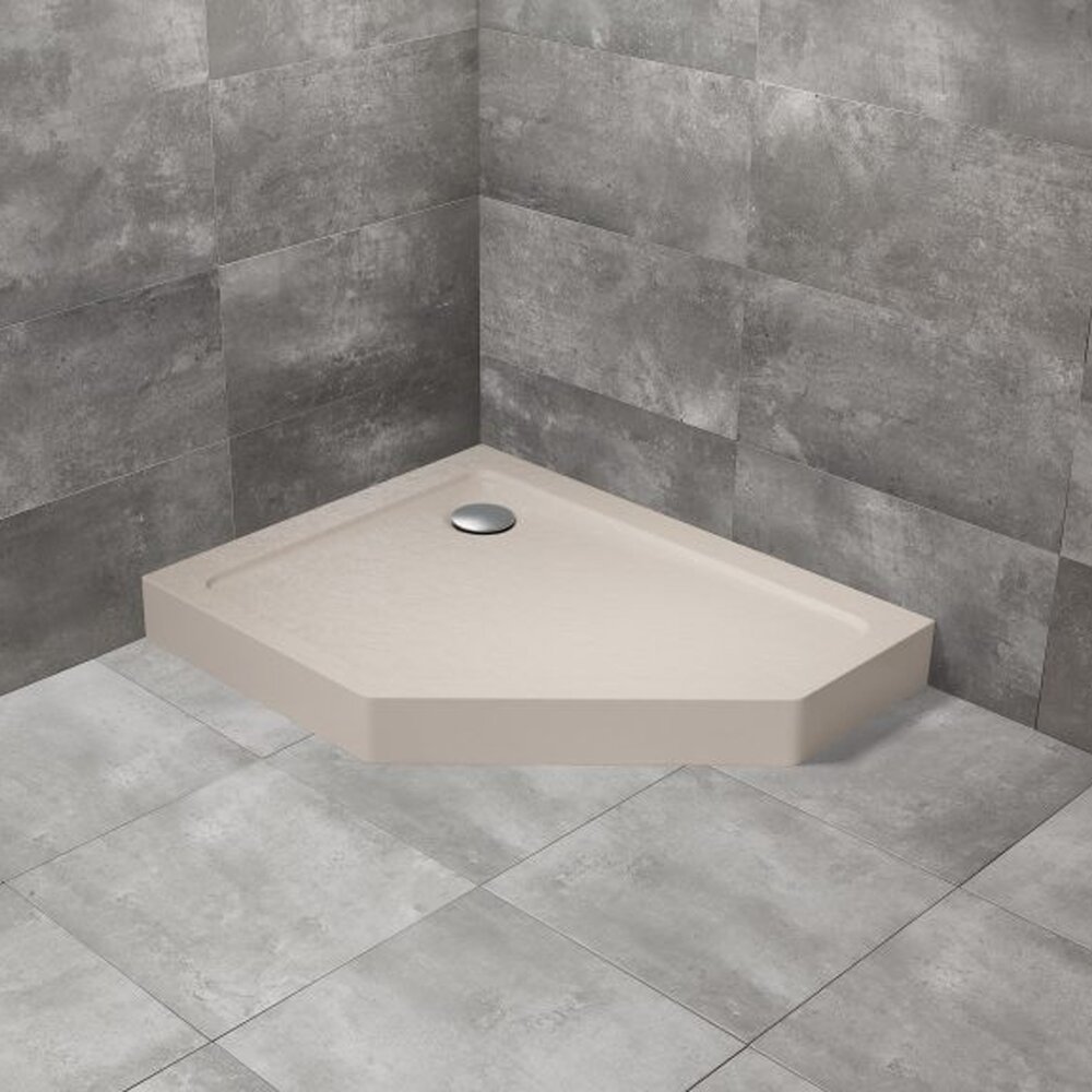 Cadita dus pentagonala Radaway Doros PT E Compact Stone 100x80 cm acril casmir stanga
