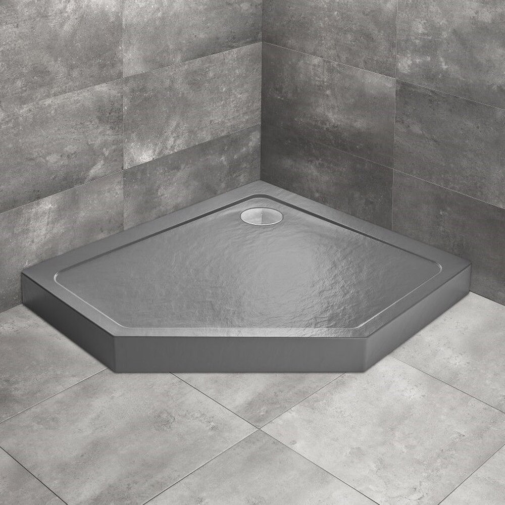 Cadita dus pentagonala Radaway Doros PT E Compact Stone 100x90 cm acril antracit dreapta